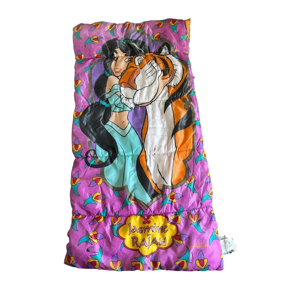 Vintage Disney Princess Jasmine‎ and Rajah Sleeping Bag Kids Aladdin Kidcore 90s